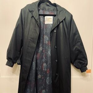 Vintage London Fog Black Coat with Floral Lining